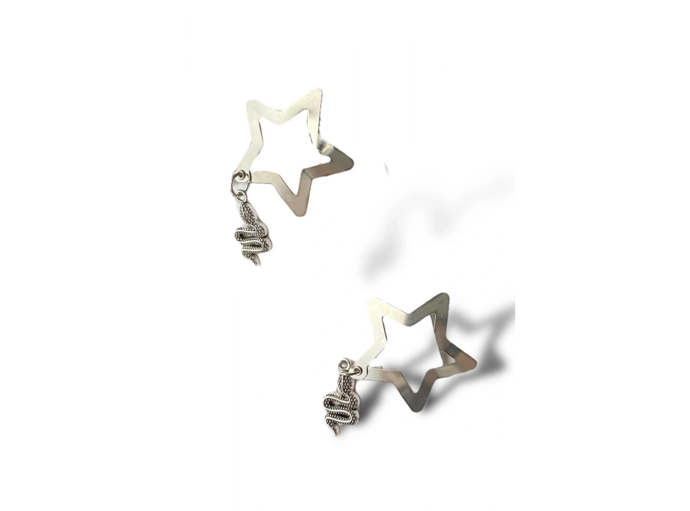 2li Gümüş Renk Yıldız Figürlü Yılan Detaylı Yan Toka Set