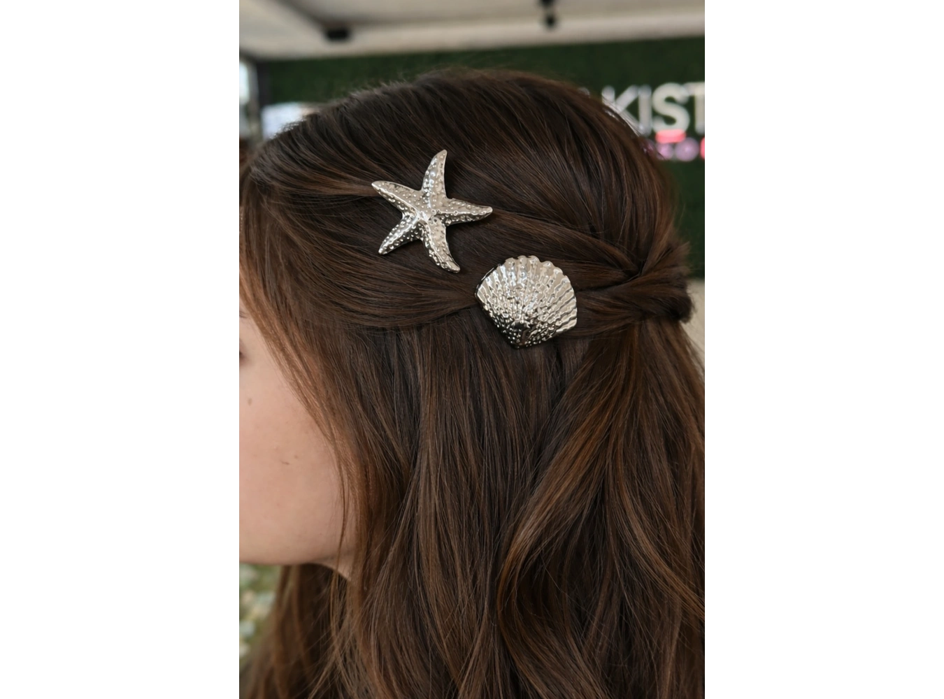 2li Gümüş Renk Yıldız Ve Deniz Kabuğu Figürlü Yan Toka