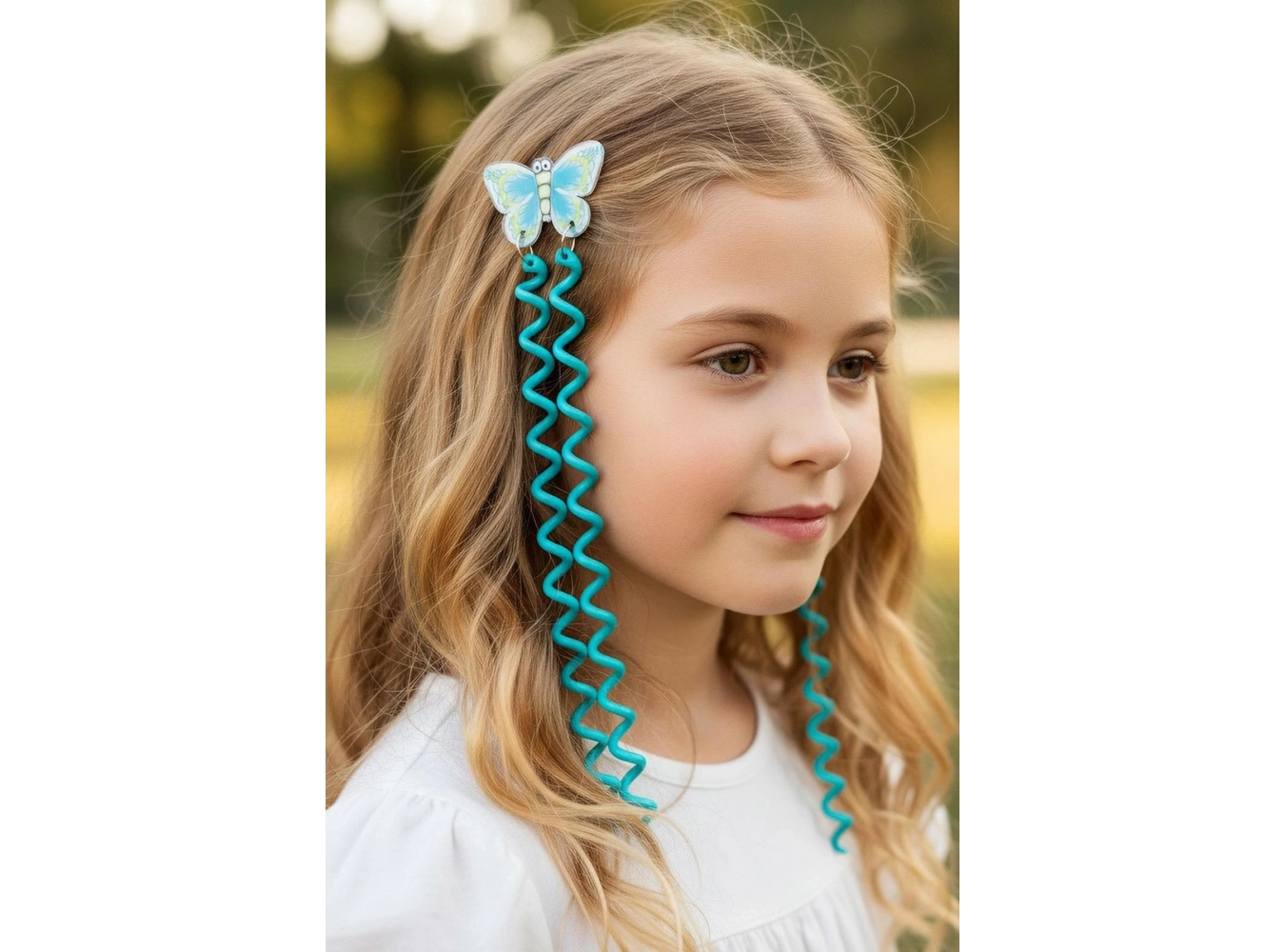 2li Koyu Yeşil Renk Kelebek Figürlü Çocuk Yan Toka