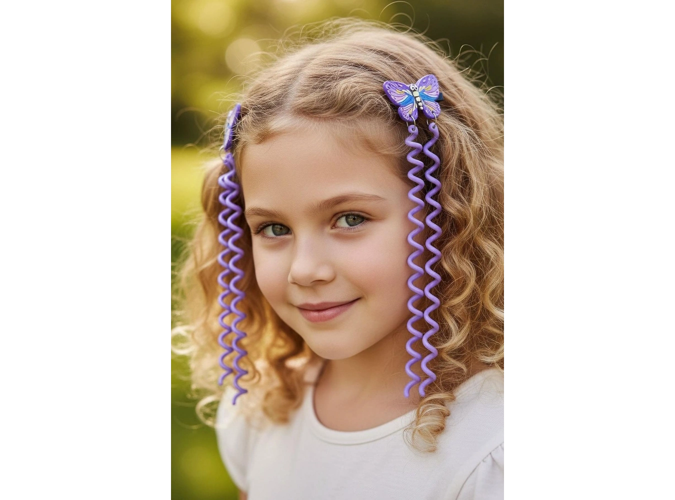 2li Lila Renk Kelebek Figürlü Çocuk Yan Toka