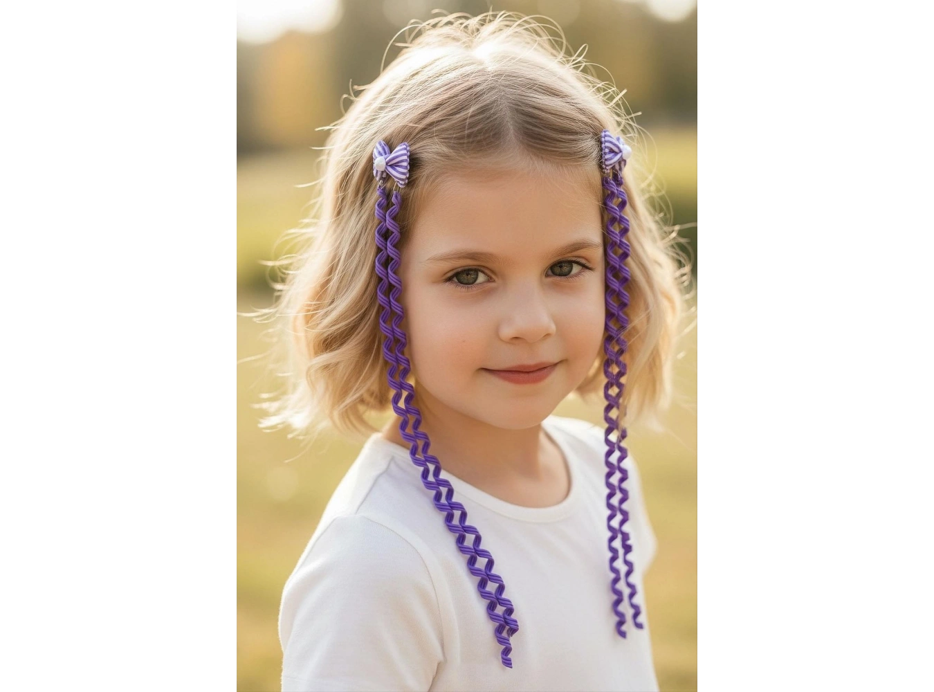 2li Lila Renk Kurdele Figürlü Çocuk Yan Toka