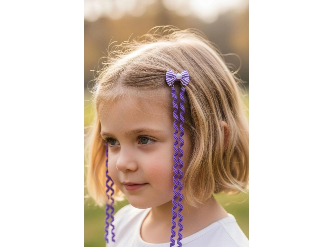 2li Lila Renk Kurdele Figürlü Çocuk Yan Toka