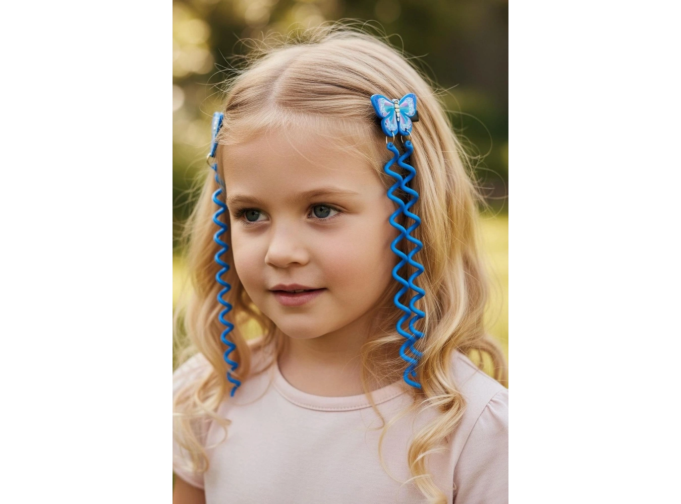 2li Mavi Renk Kelebek Figürlü Çocuk Yan Toka