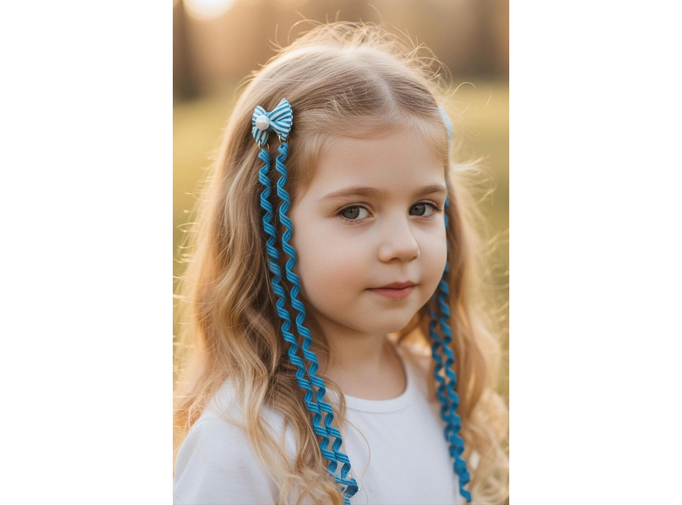 2li Mavi Renk Kurdele Figürlü Çocuk Yan Toka