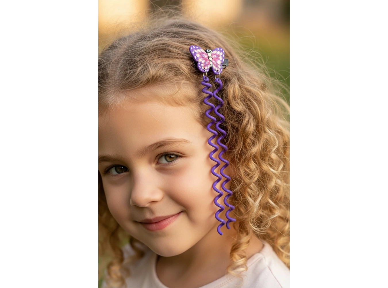 2li Mor Renk Kelebek Figürlü Çocuk Yan Toka