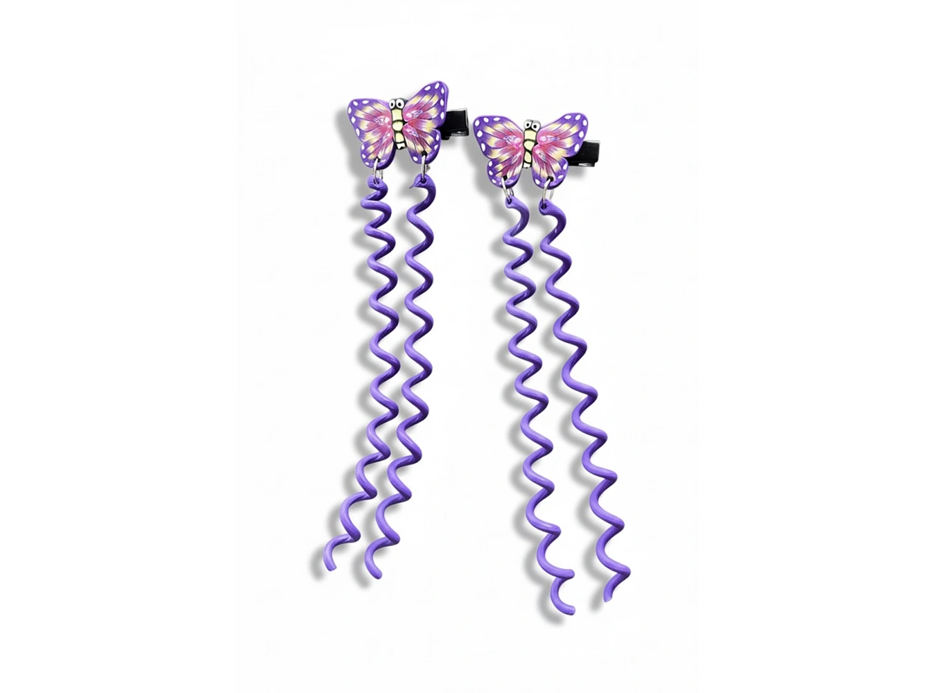 2li Mor Renk Kelebek Figürlü Çocuk Yan Toka