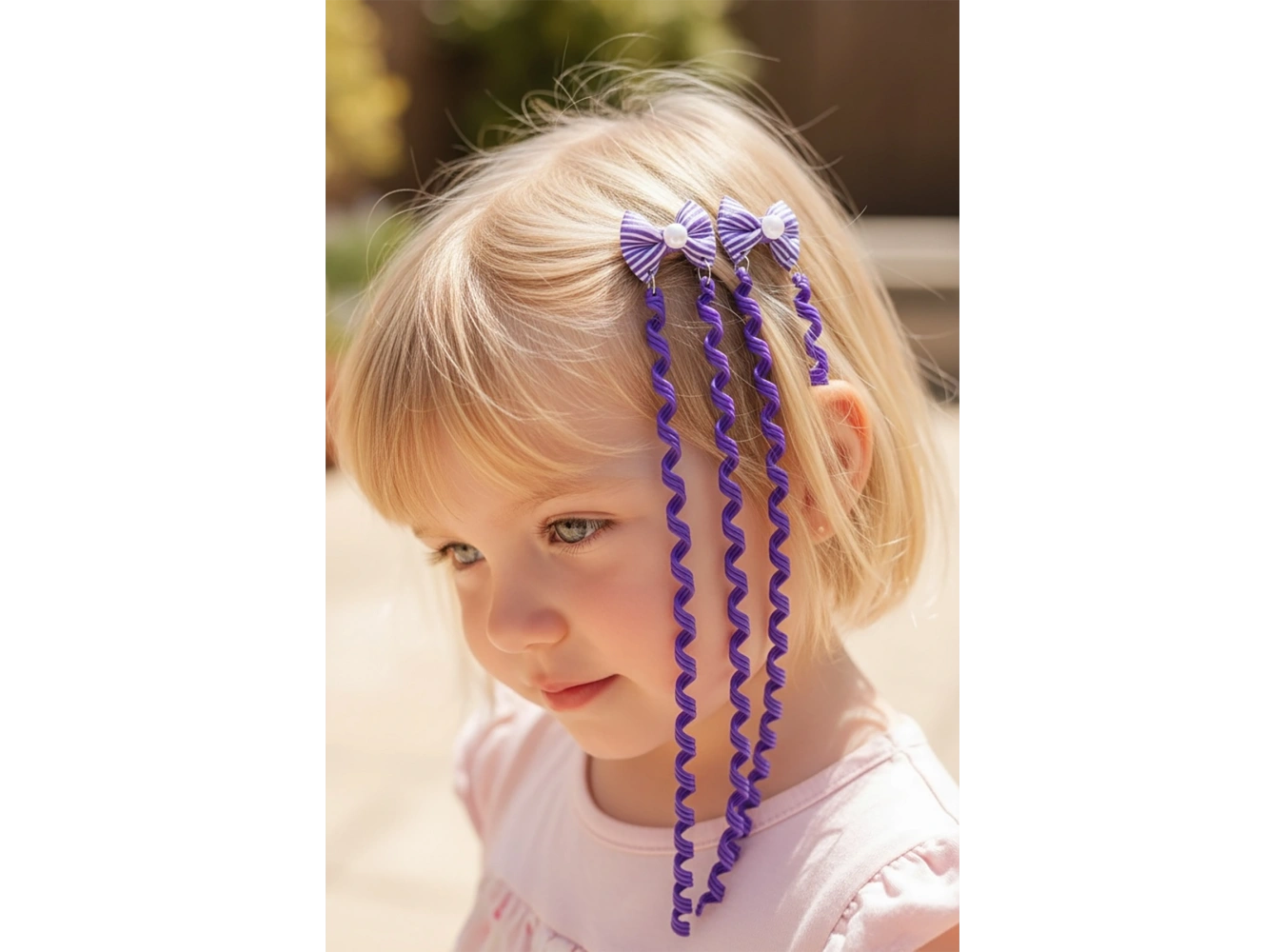 2li Mor Renk Kurdele Figürlü Çocuk Yan Toka