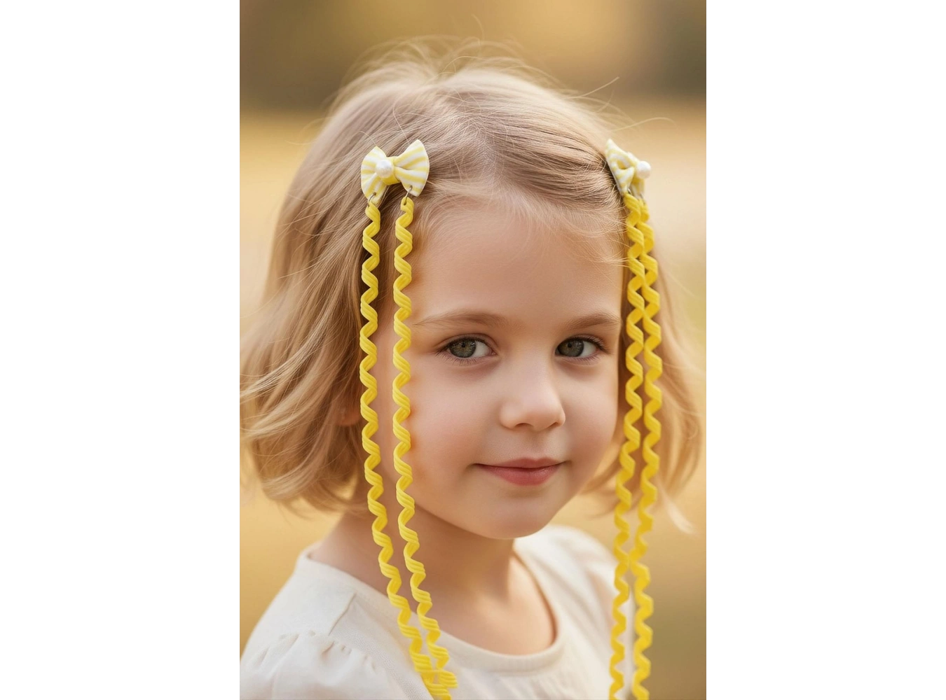 2li Sarı Renk Kurdele Figürlü Çocuk Yan Toka