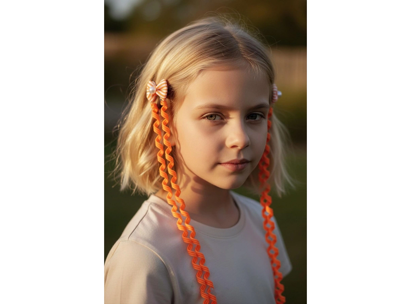 2li Turuncu Renk Kurdele Figürlü Çocuk Yan Toka