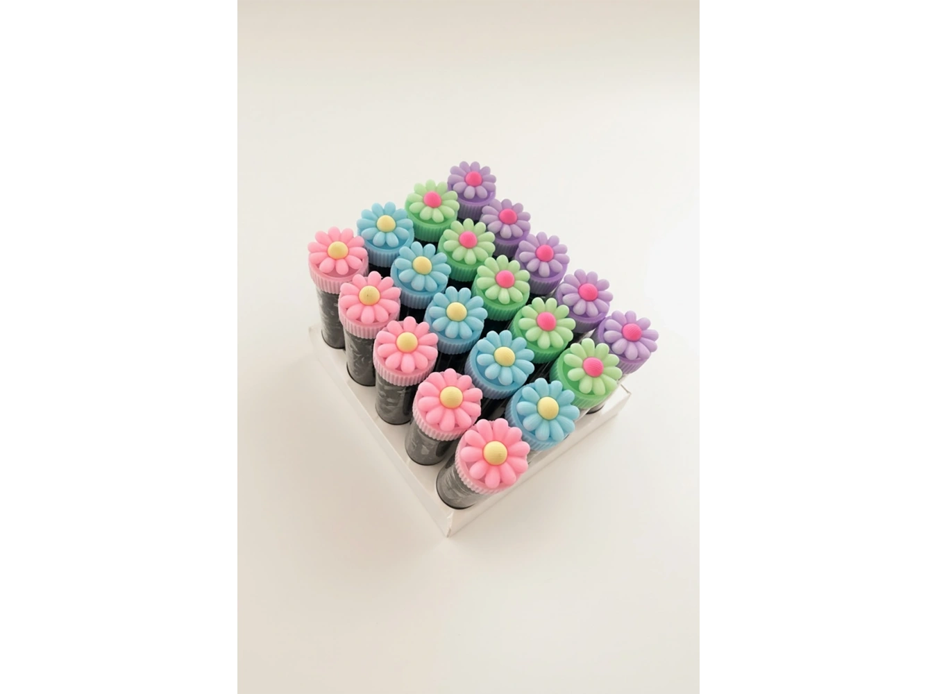 20li Çiçek Figürlü Siyah Renk Perma Lastik Toka Set