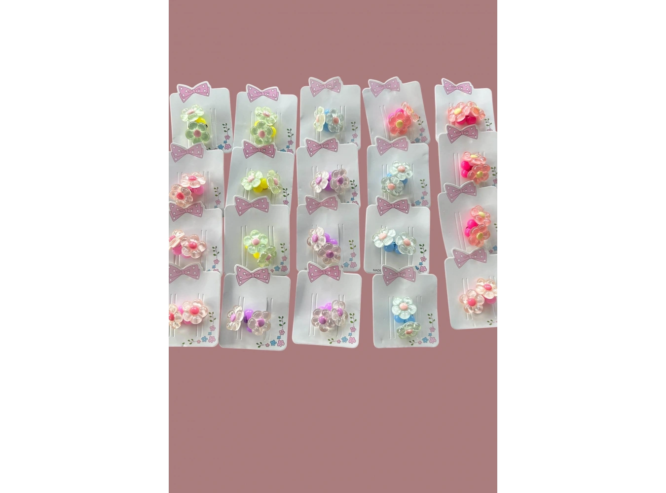 20li Karışık Renk Çiçek Figürlü Çocuk Lastik Toka Set