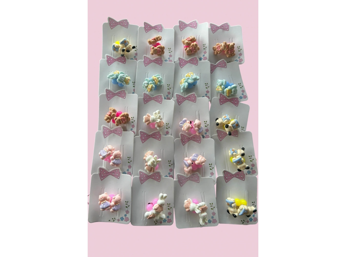 20li Karışık Renk Hayvan Figürlü Çocuk Toka Set