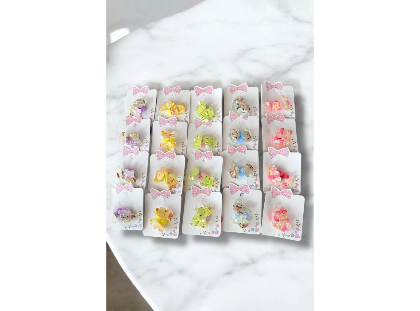 20li Karışık Renk Hayvan Figürlü Lastik Toka Set