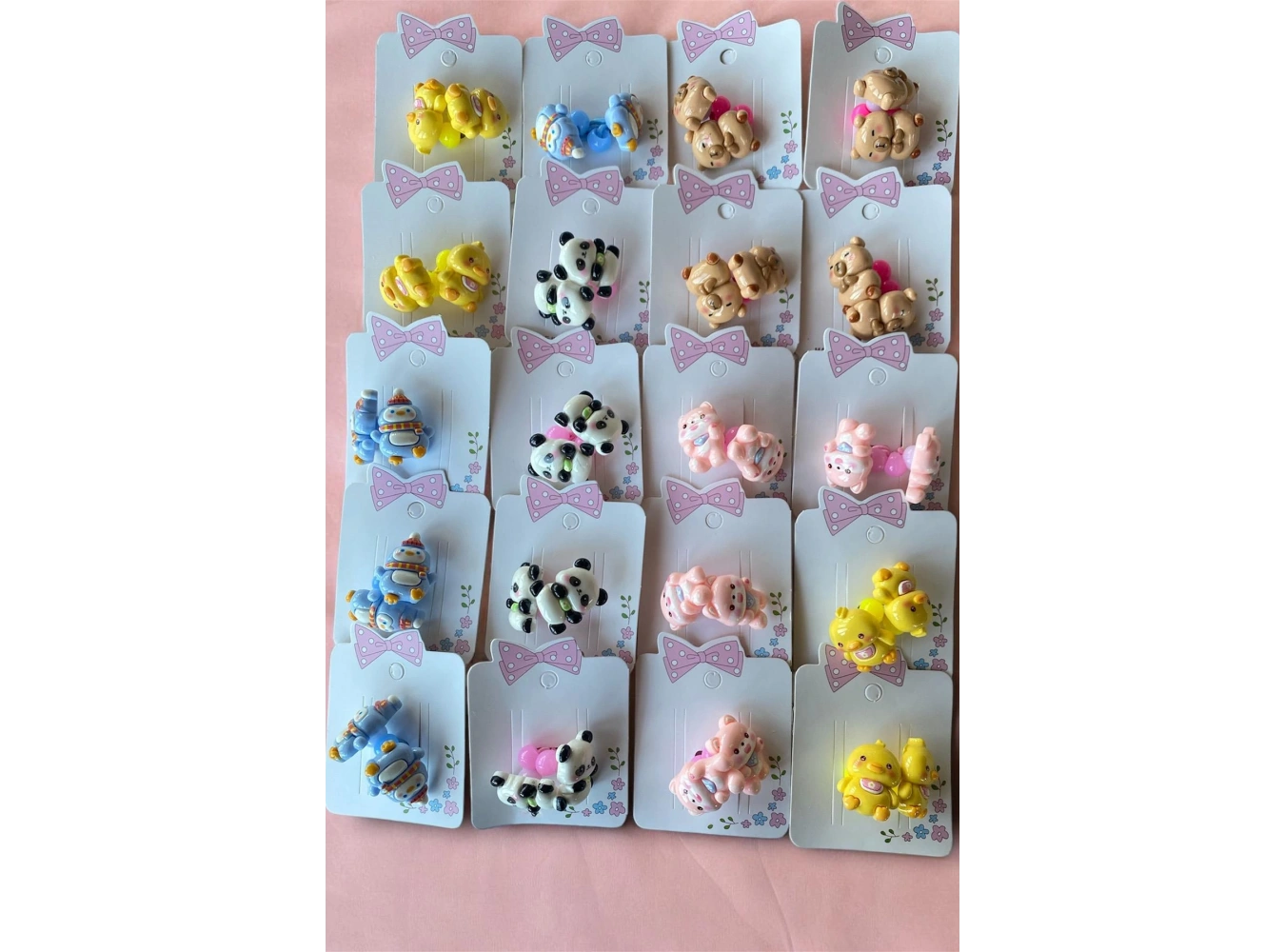 20li Karışık Renk Hayvan Figürlü Lastik Toka Set