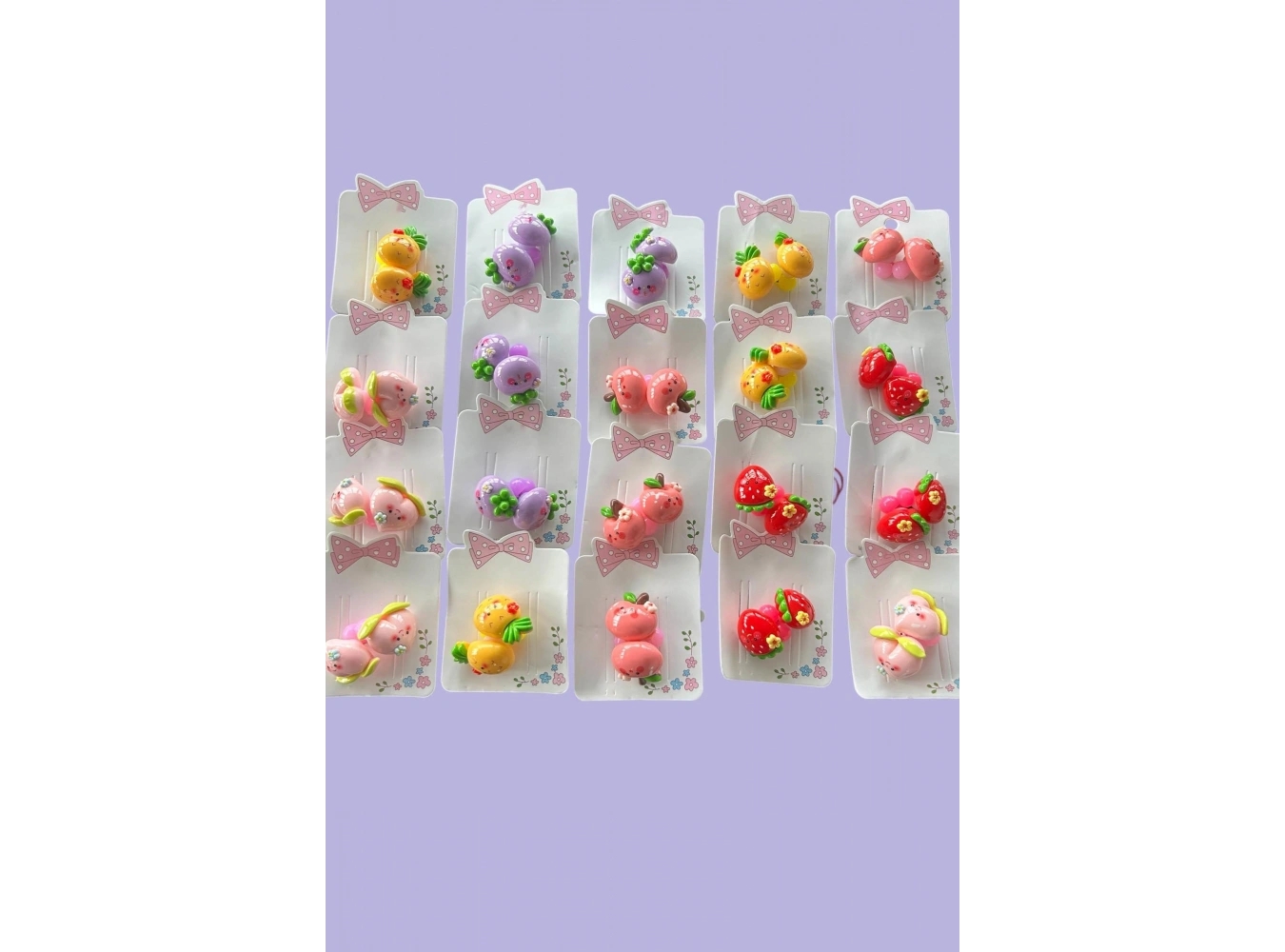 20li Karışık Renk Meyve Figürlü Çocuk Lastik Toka Set