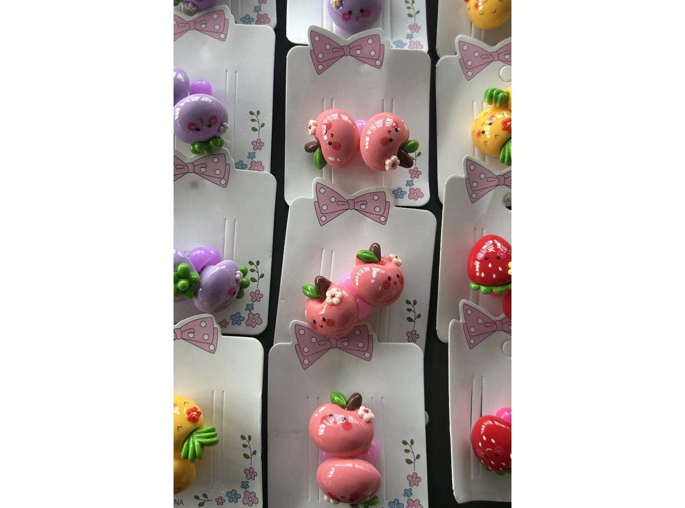 20li Karışık Renk Meyve Figürlü Çocuk Lastik Toka Set