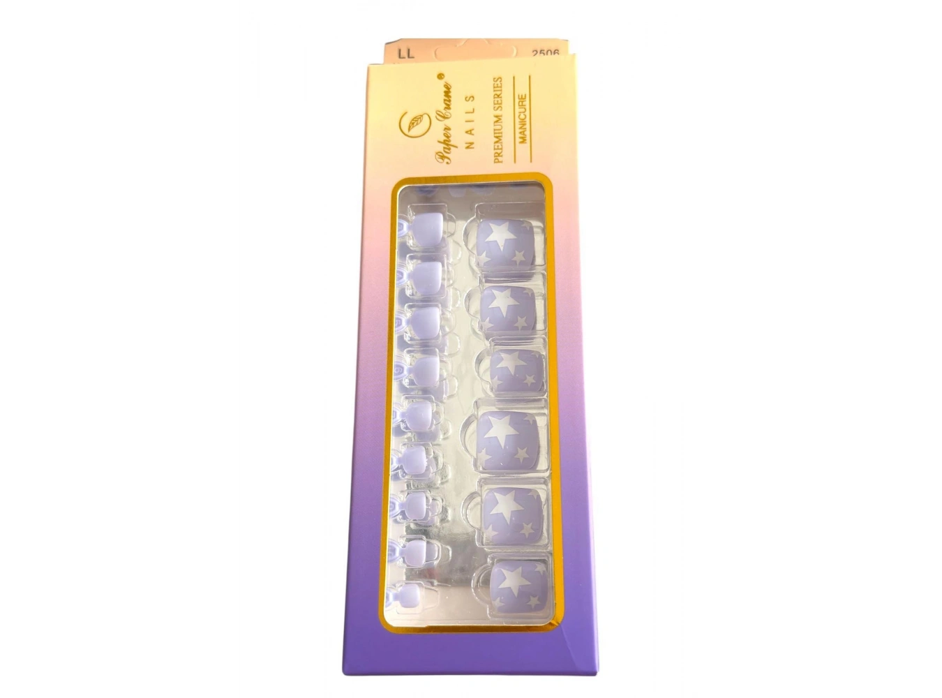 24 Adet Lila Renk Yıldız Figürlü Ayak Takma Tırnak (Yapıştırıcılı)