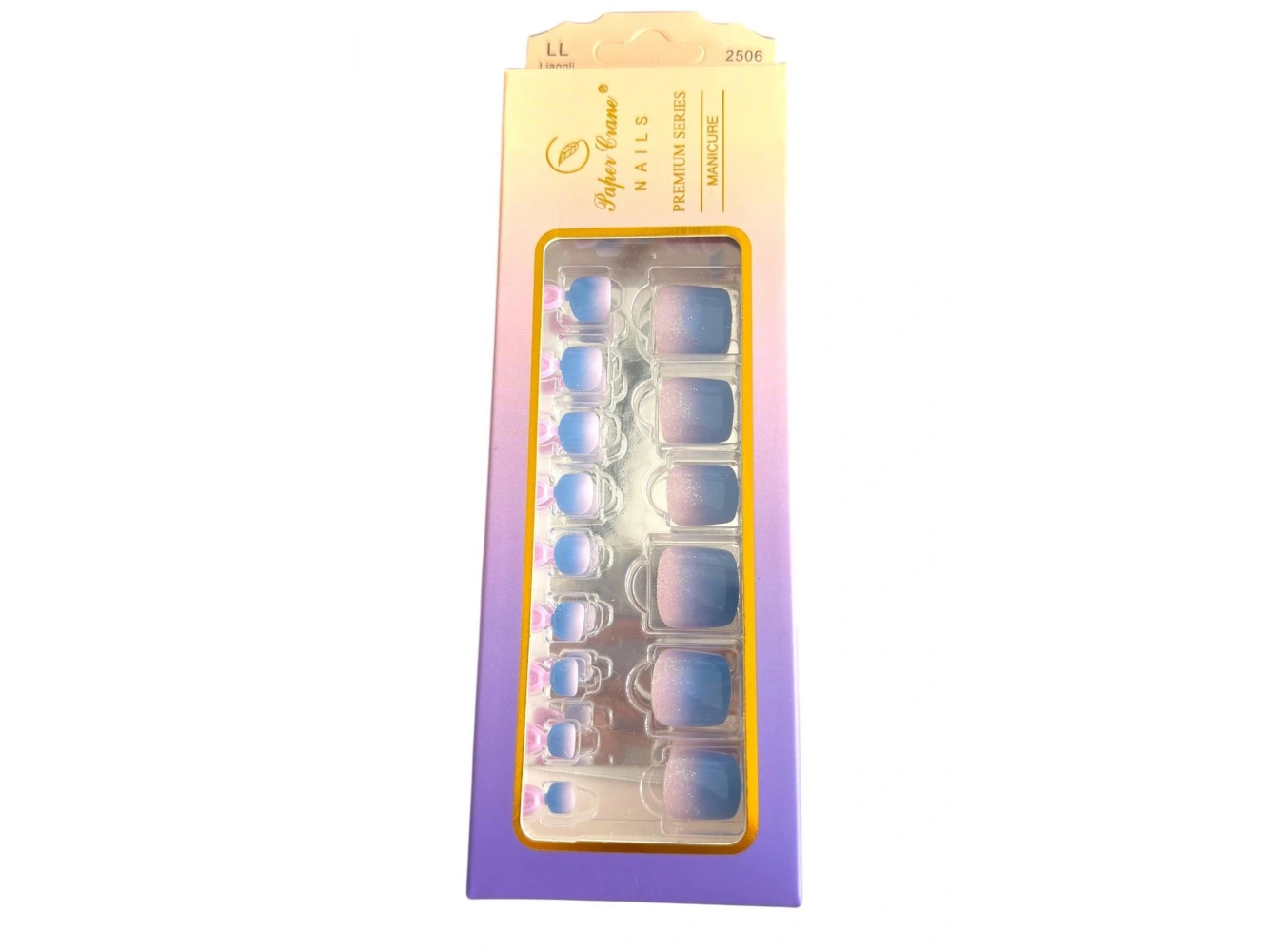 24 Adet Mavi Ve Pembe Renk Simli Ayak Takma Tırnak (Yapıştırıcılı)