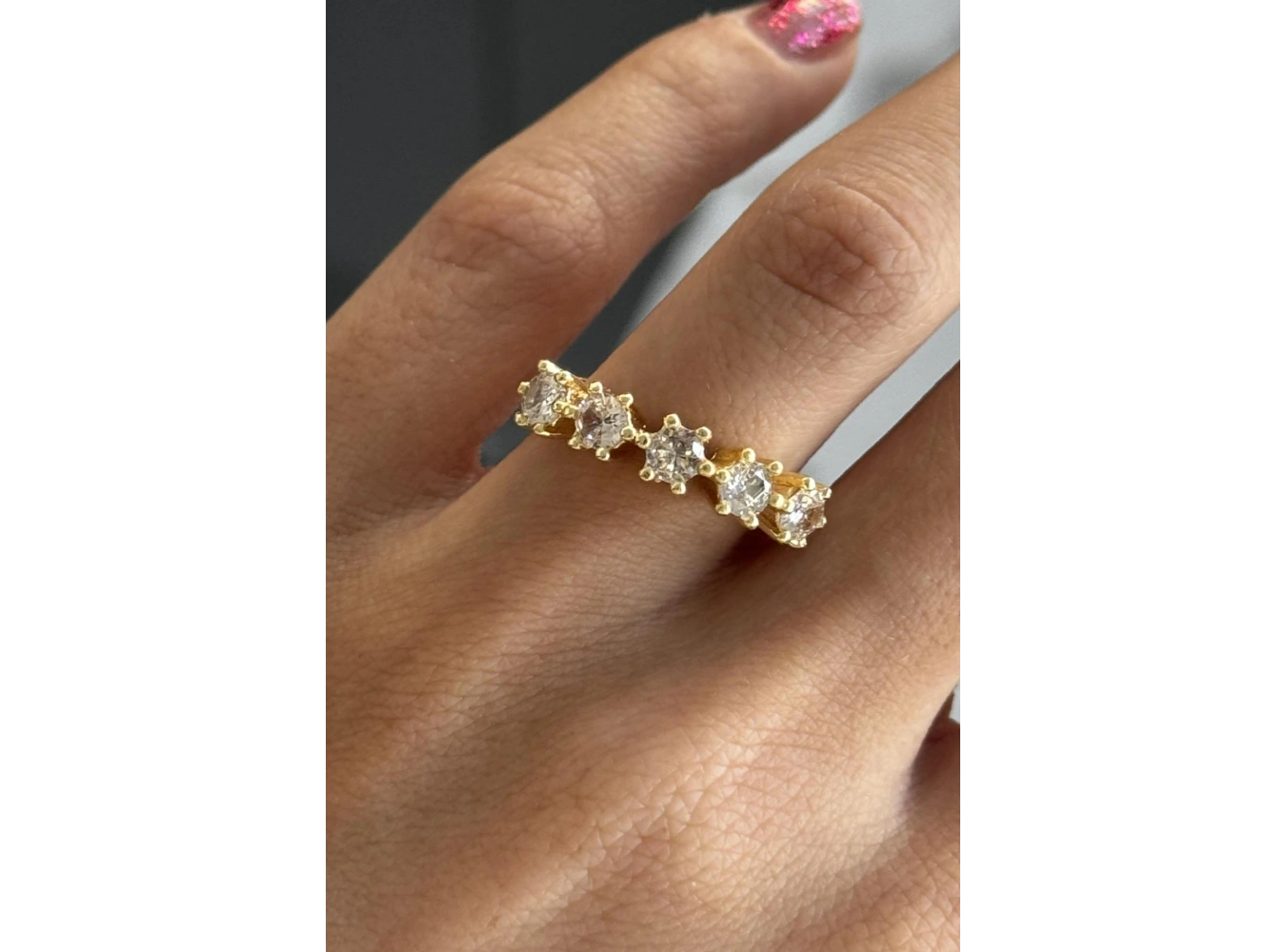 24lü Altın Renk Beştaş Detaylı Yüzük Set