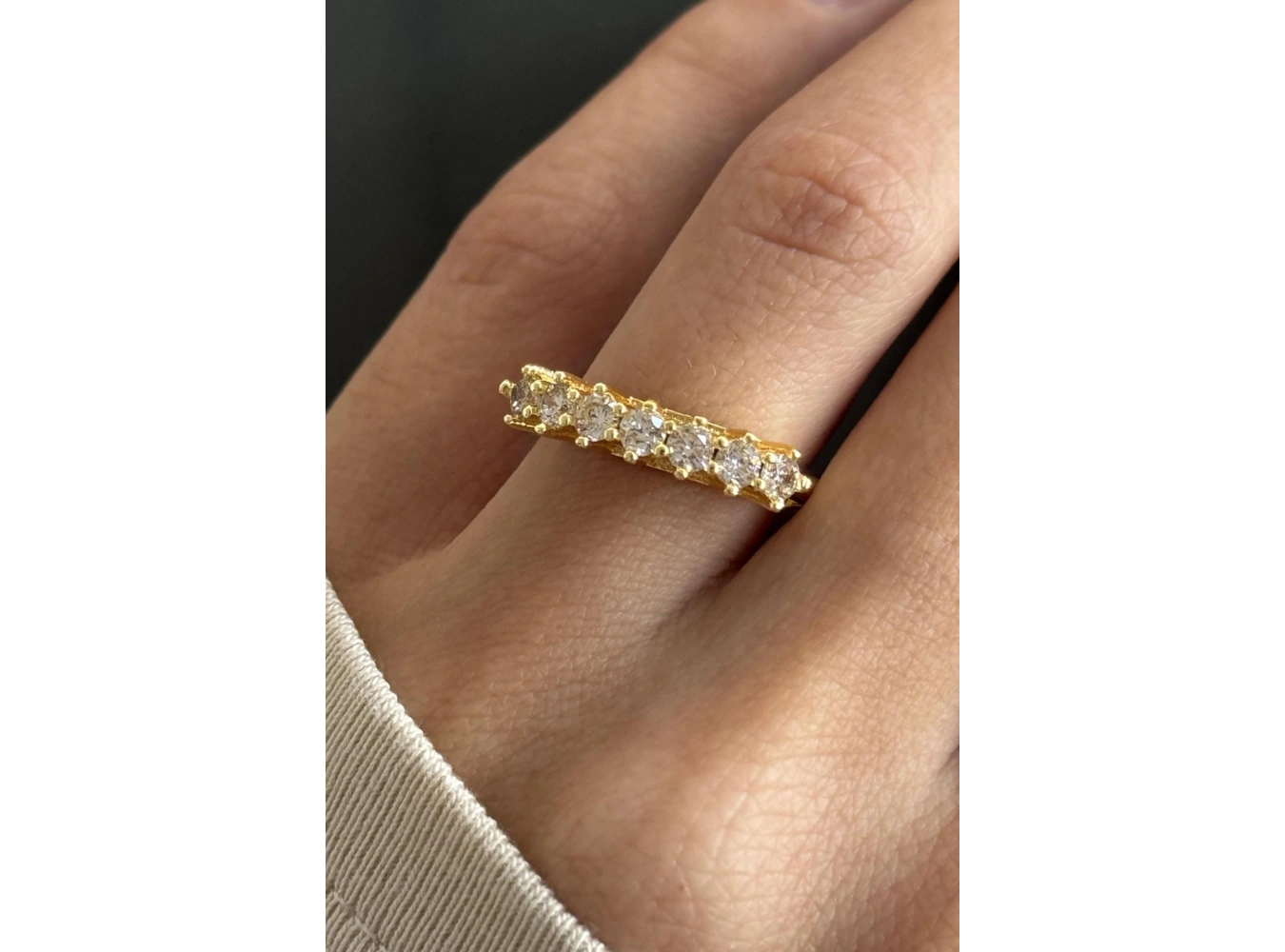 24lü Altın Renk Beştaş Detaylı Yüzük Set