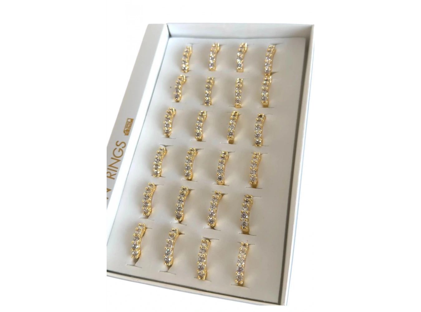 24lü Altın Renk Beştaş Yüzük Set