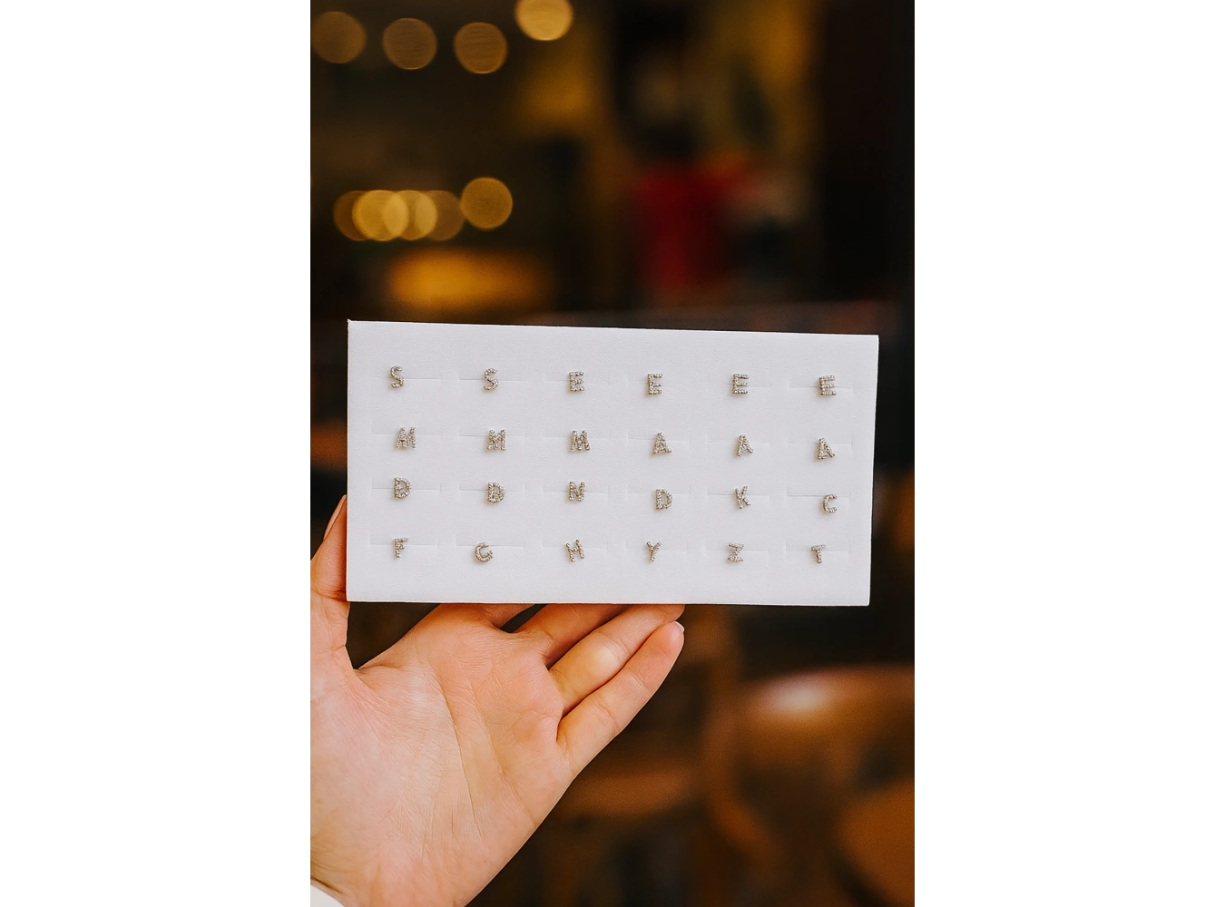 24lü Gümüş Renk Harfli Taş Detaylı Tragus Küpe Set