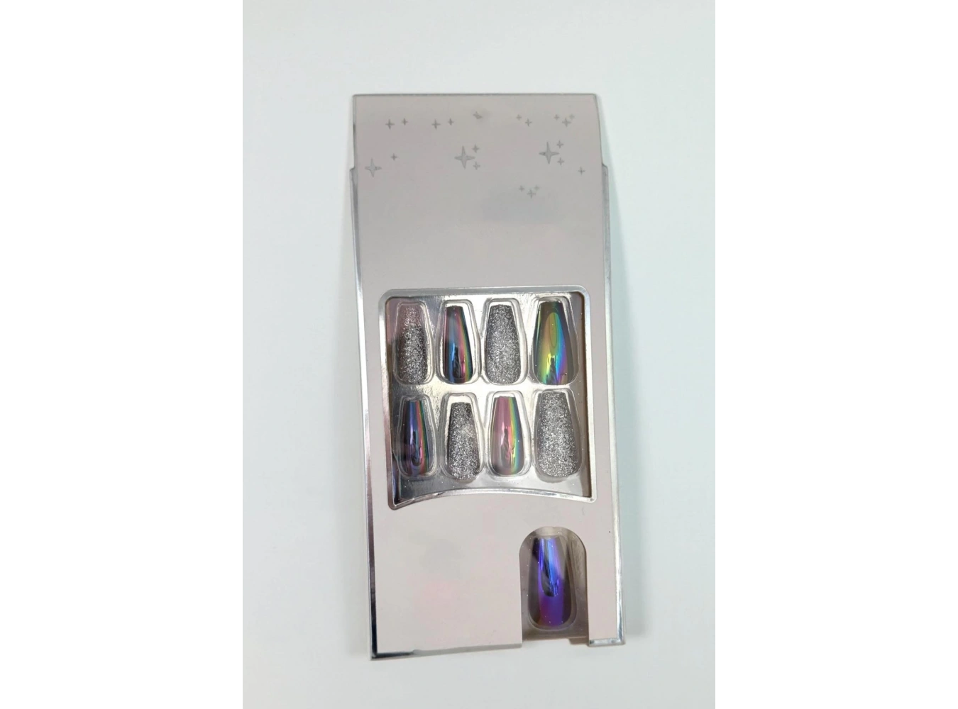 24lü Gümüş Renk Simli Ve Hologramlı Takma Tırnak (Yapıştırıcılı)