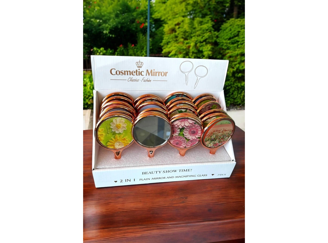 24lü Karışık Figürlü El Aynası Set