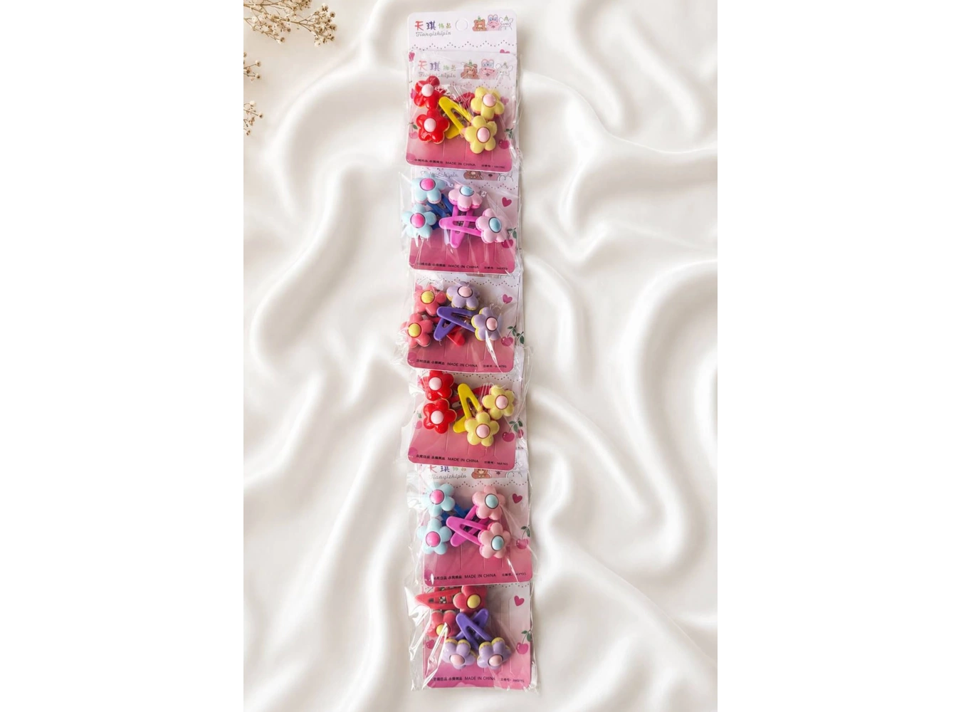 24lü Karışık Renk Çiçek Figürlü Yan Toka Set