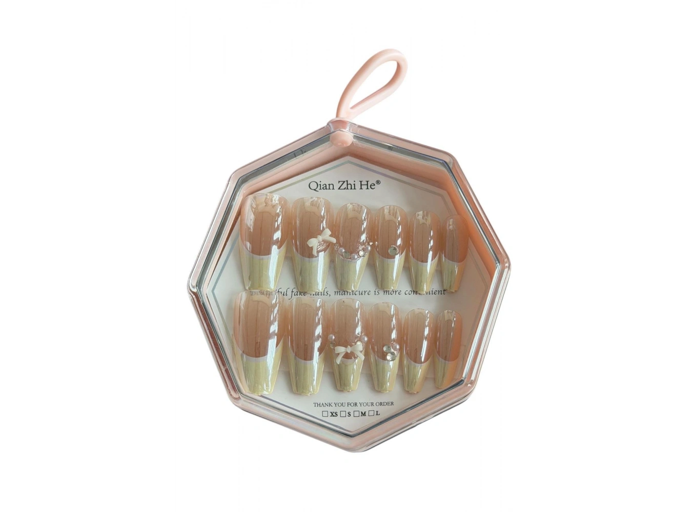 24lü Krem Ve Pudra Renk Takma Tırnak (Yapıştırıcılı)