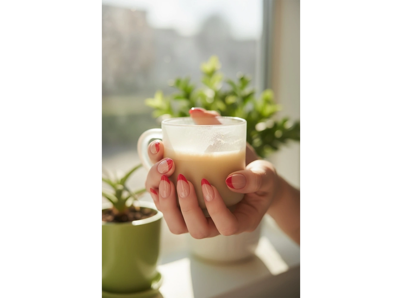 24lü Krem Ve Turuncu Renk Takma Tırnak (Yapıştırıcılı)