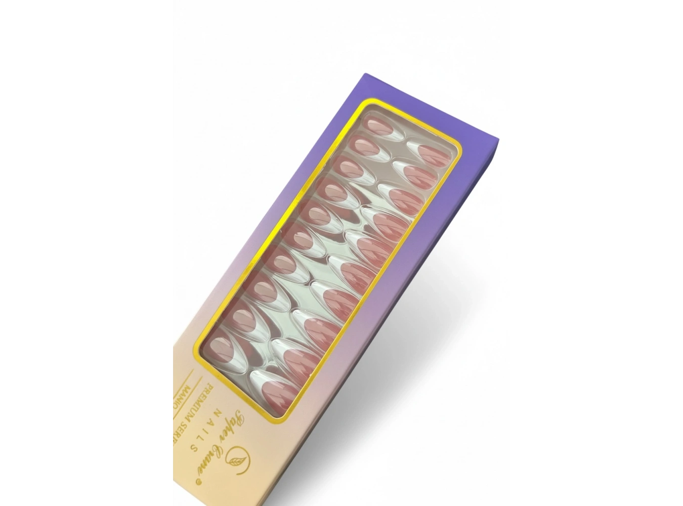 24lü Pembe Renk Jel Görünümlü French Takma Tırnak (Yapıştırıcılı)