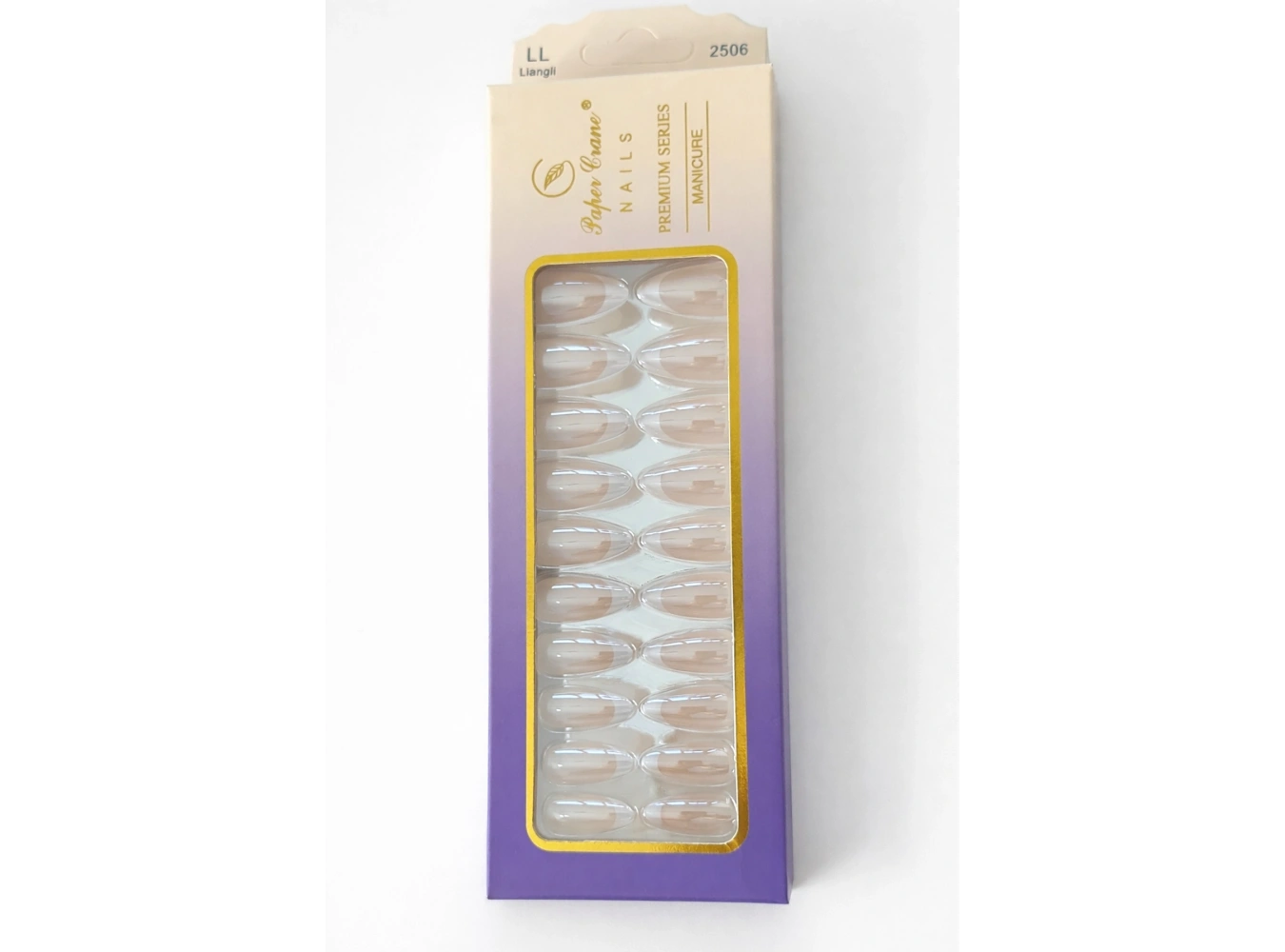 24lü Pudra Ve Beyaz Renk Jel Görünümlü Takma Tırnak (Yapıştırıcılı)