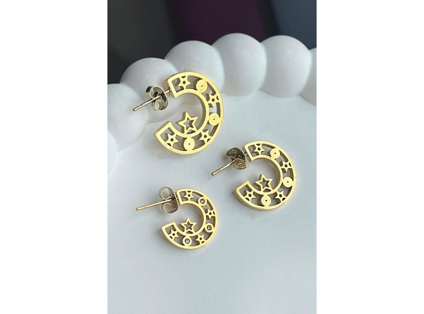 3lü Altın Renk Çelik Halka Küpe