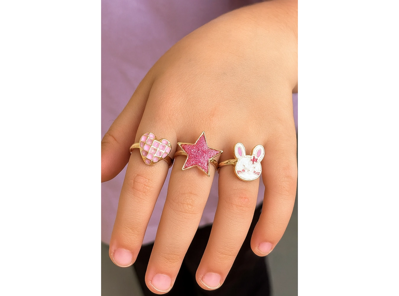 3lü Karışık Figürlü Çocuk Yüzük Set