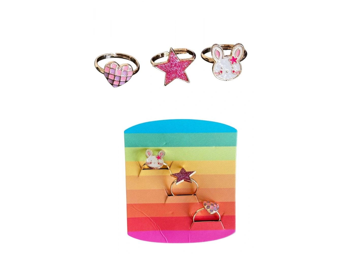 3lü Karışık Figürlü Çocuk Yüzük Set