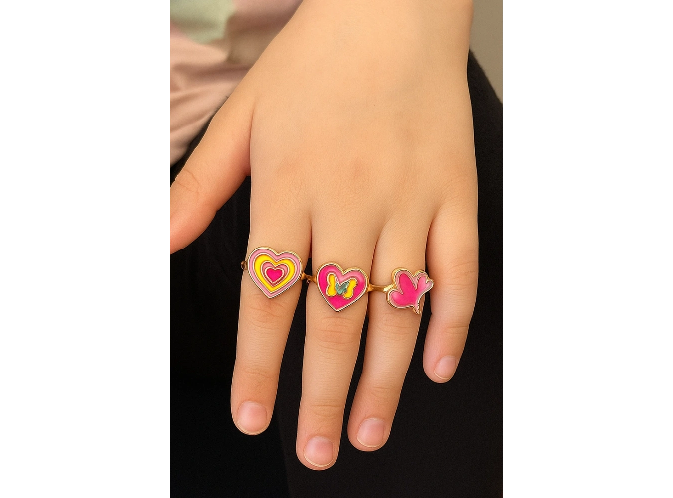 3lü Karışık Renk Çocuk Yüzük Set