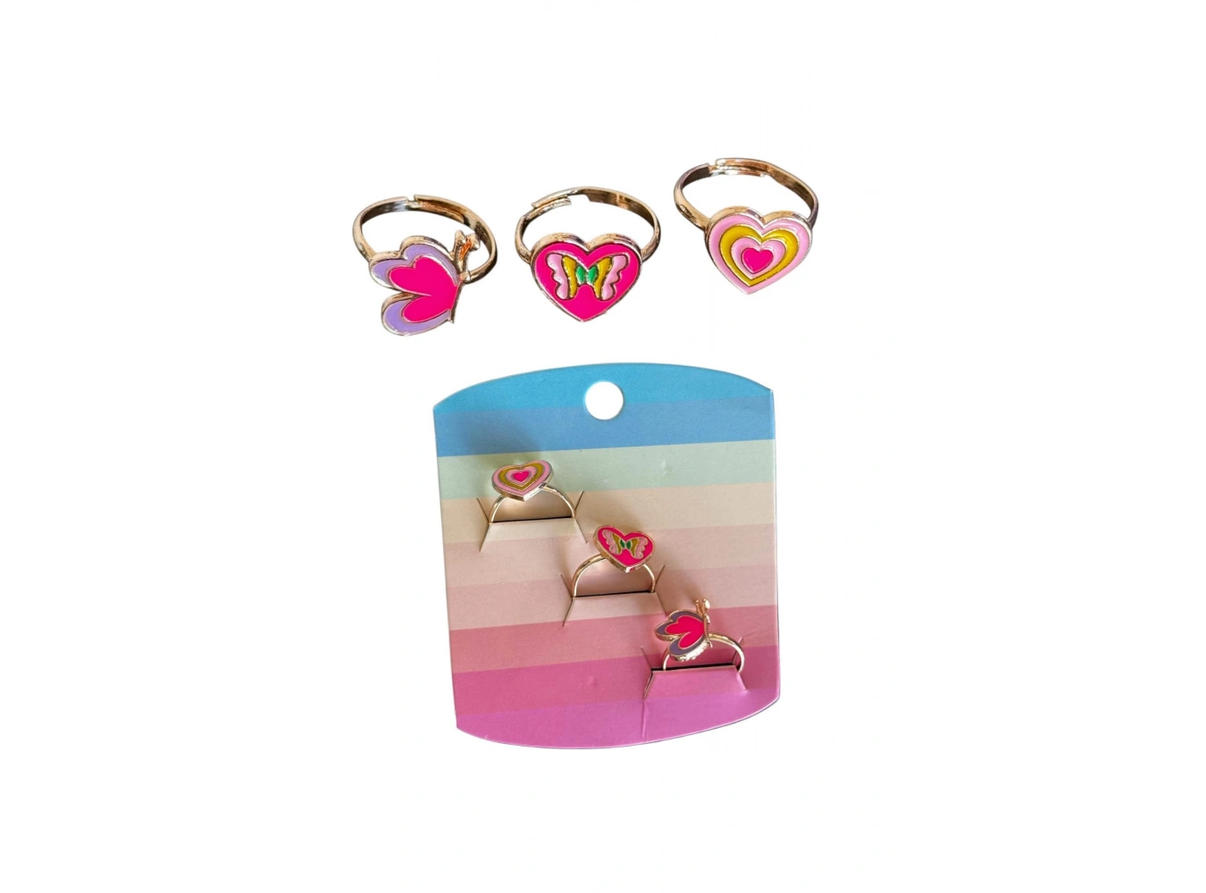 3lü Karışık Renk Çocuk Yüzük Set