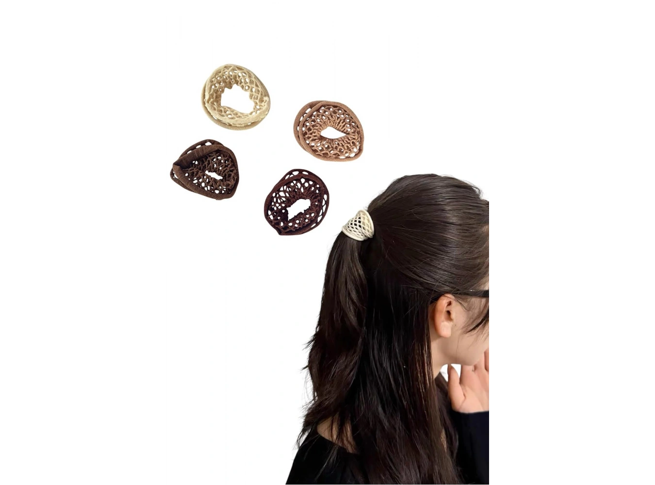 3lü Karışık Renk File Detaylı Lastik Toka