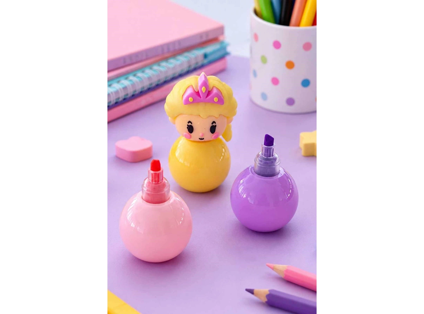3lü Karışık Renk Prenses Figürlü Yumurtlayan Kalem