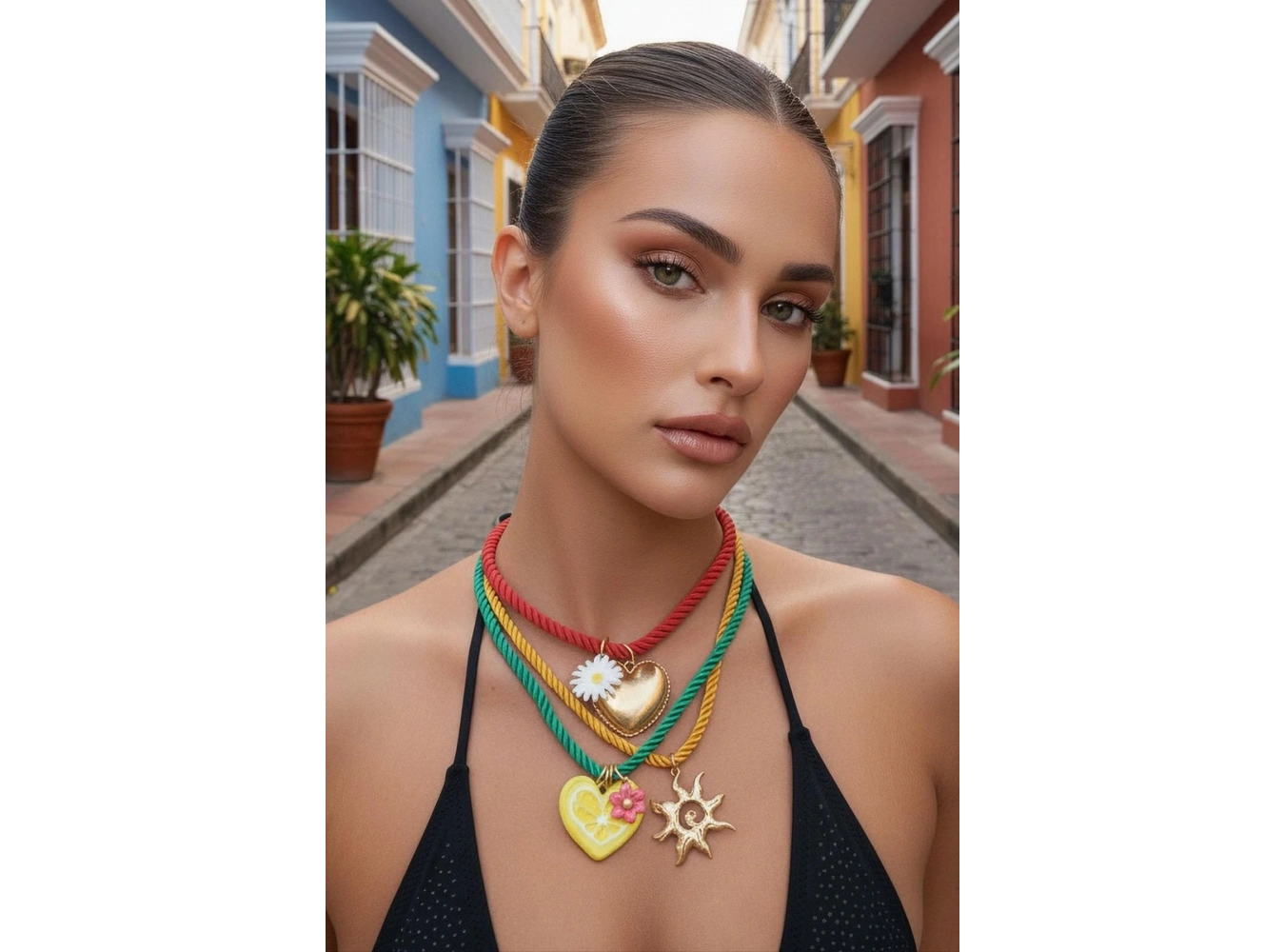 3lü Karışık Renk Ve Figürlü Tasarım Kolye