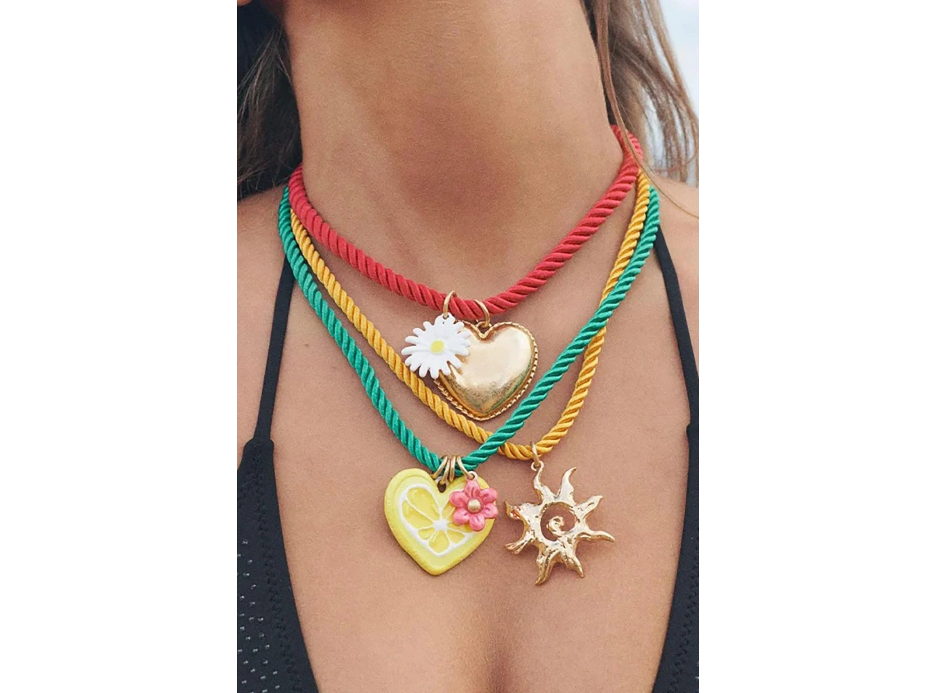 3lü Karışık Renk Ve Figürlü Tasarım Kolye