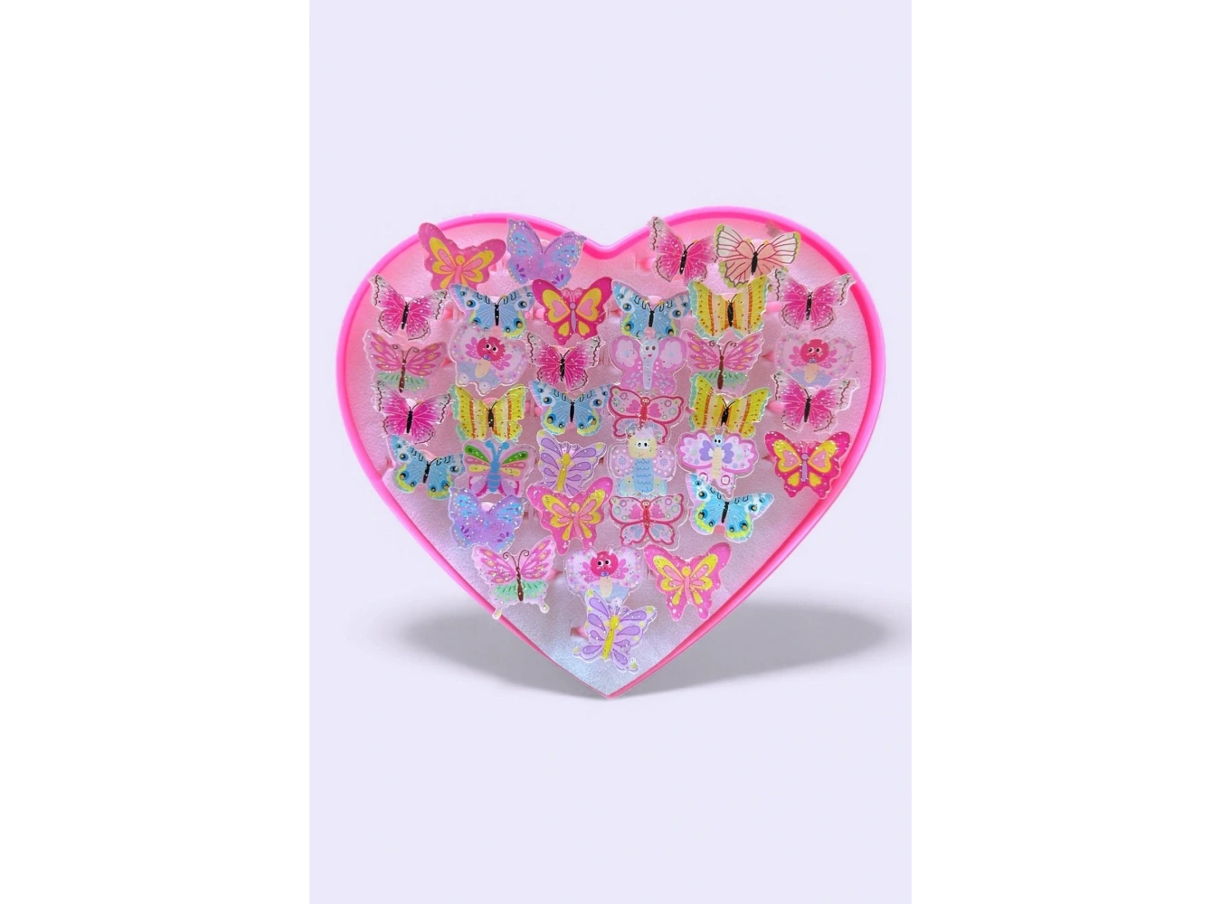 36lı Karışık Renk Kelebek Figürlü Çocuk Yüzük Set