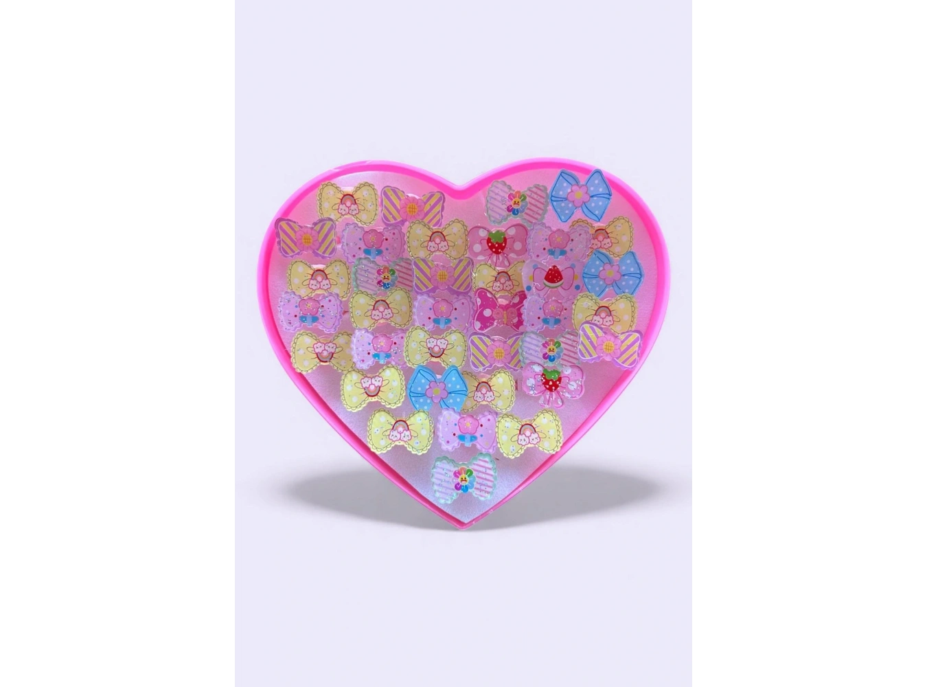 36lı Karışık Renk Kurdele Figürlü Çocuk Yüzük Set