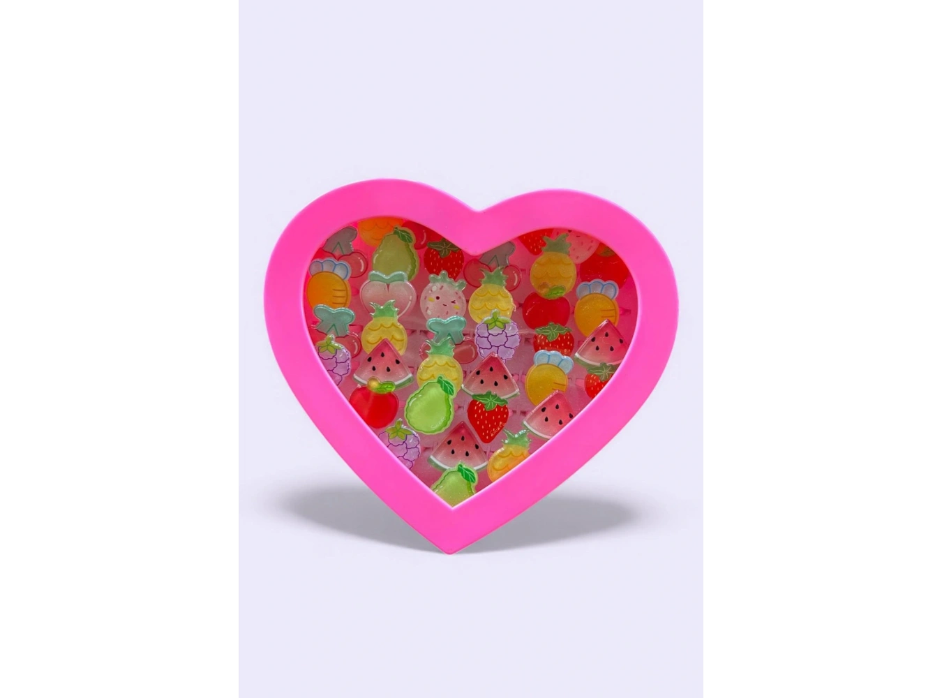 36lı Karışık Renk Meyve Figürlü Çocuk Yüzük Set