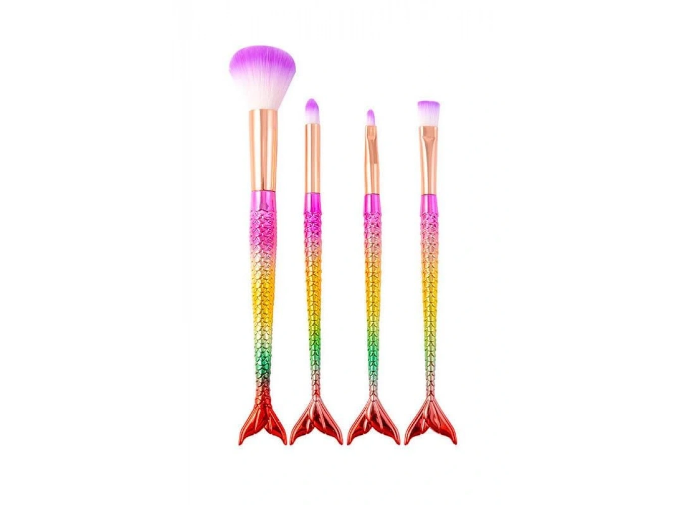 4lü Karışık Renk Balık Kuyruğu Figürlü Makyaj Fırçası Set