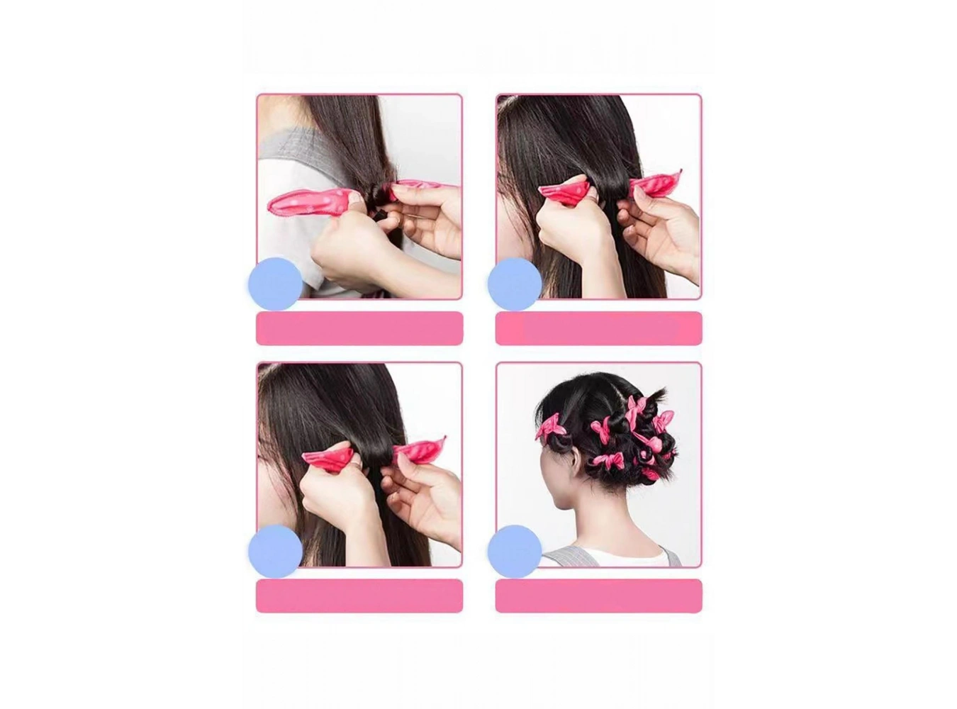 4lü Pembe Renk Isısız Saç Şekillendirici Saç Sosisi