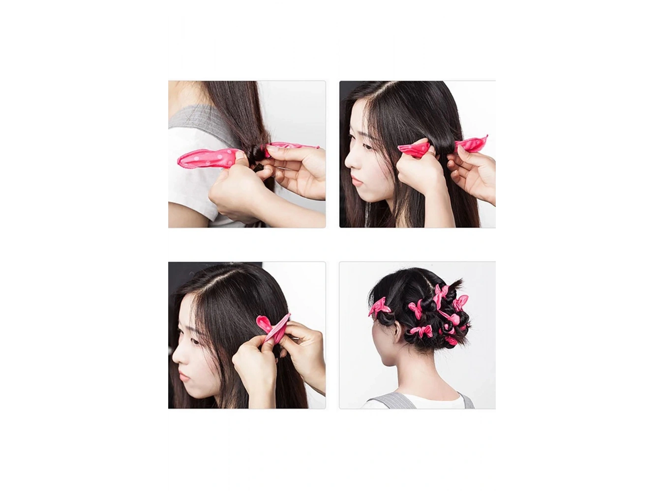 4lü Pembe Renk Isısız Saç Şekillendirici Saç Sosisi