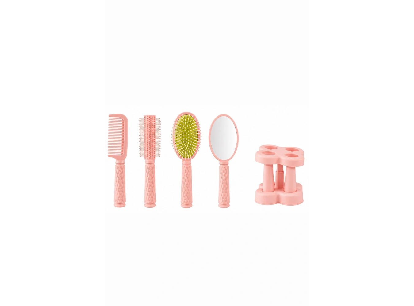 4lü Pembe Renk Organizerli Tarak Ve Ayna  Set