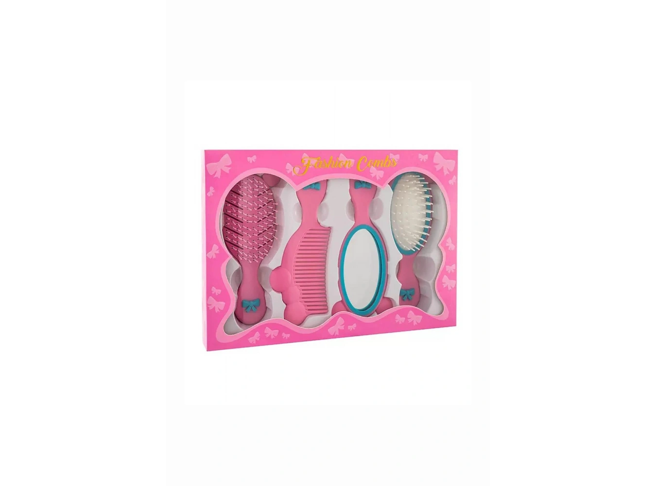 4lü Pembe Renk Tarak Ve Ayna Set